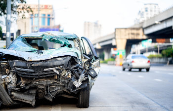 photo of the car after crash